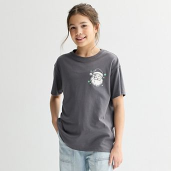 Girls 7-20 SO® Short Sleeve Oversized Holiday Graphic Tee in Regular & Plus Size