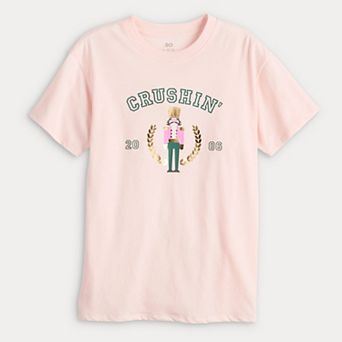 Girls 7-20 SO® Short Sleeve Oversized Holiday Graphic Tee in Regular & Plus Size