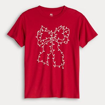 Girls 7-20 SO® Short Sleeve Oversized Holiday Graphic Tee in Regular & Plus Size
