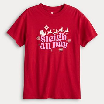 Girls 7-20 SO® Short Sleeve Oversized Holiday Graphic Tee in Regular & Plus Size