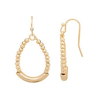 LC Lauren Conrad Gold Tone Beaded Drop Earrings