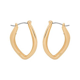 LC Lauren Conrad Gold Tone Sculptural Nickel-Free Hoop Earrings