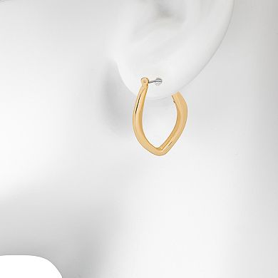 LC Lauren Conrad Gold Tone Sculptural Nickel-Free Hoop Earrings