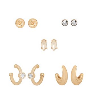 LC Lauren Conrad Gold Tone 5-Pair Earring Set