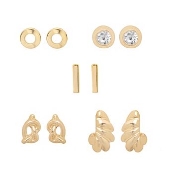 LC Lauren Conrad Gold Tone 5-Pair Shape Earring Set