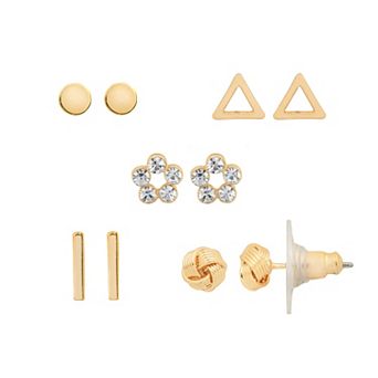 LC Lauren Conrad Gold Tone Geo Shapes 5-Pair Earring Set