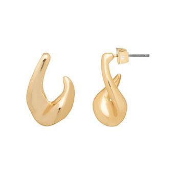 LC Lauren Conrad Gold Tone Twisted Hoop Earrings