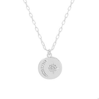 LC Lauren Conrad Silver Tone Moon & Star Pendant Necklace