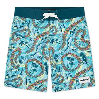 Boys 4-20 Hurley Doodle Lei Hawaiian Print Swim Trunks