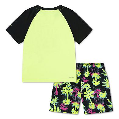 Boys 4-16 Hurley Swim H2O-DRI UPF Rash Guard Top & Palm Tree Trunks 2-Piece Set