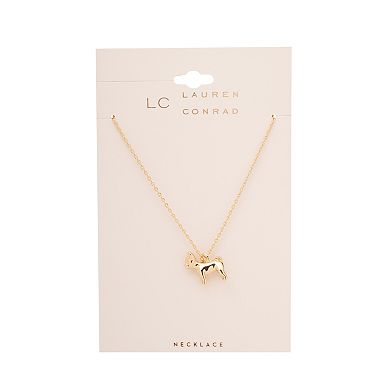 LC Lauren Conrad Gold Tone Bulldog Pendant Necklace