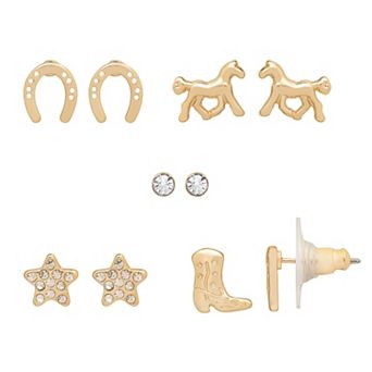 LC Lauren Conrad Gold Tone Western 5-Pair Earring Set