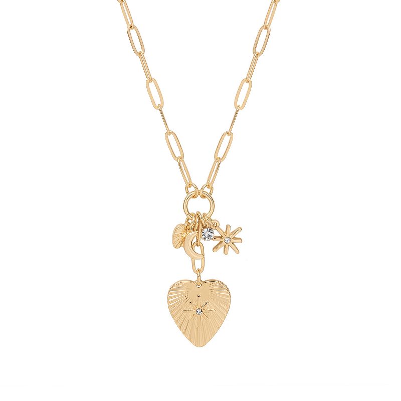 LC Lauren Conrad Gold Tone Shaky Charm Heart Pendant Necklace