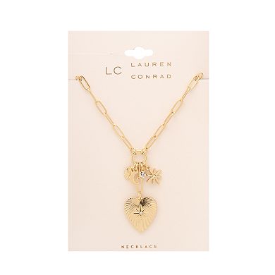 LC Lauren Conrad Gold Tone Shaky Charm Heart Pendant Necklace