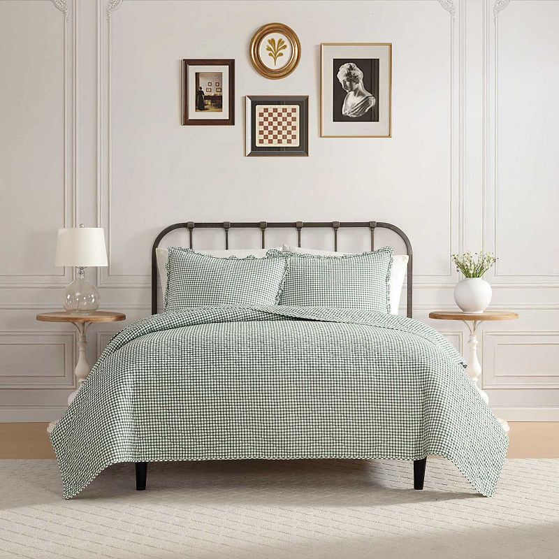 UPC 199165040690 product image for Laura Ashley Gracies Gingham Quilt Set, Green | upcitemdb.com