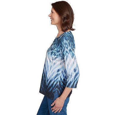 Women's Alfred Dunner Ombre Animal Skin Three-Quarter Sleeve Top
