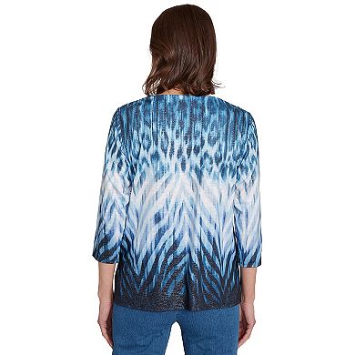 Women's Alfred Dunner Ombre Animal Skin Three-Quarter Sleeve Top