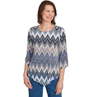 Women's Alfred Dunner Puff Print Textured Chevron Top