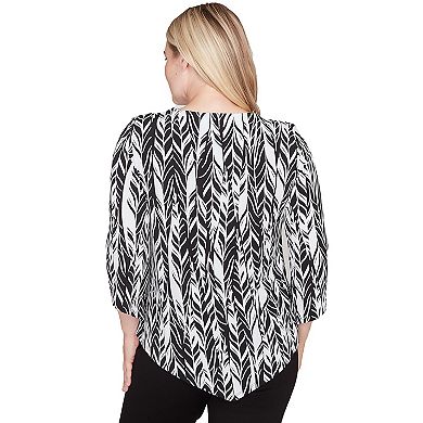 Women's Puff Print Abstract Feather Top