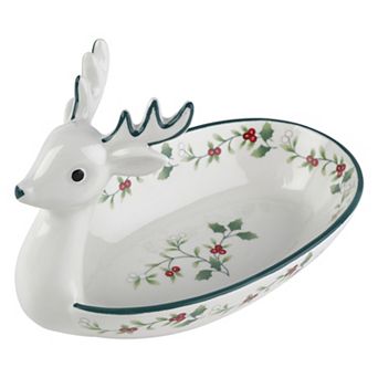 Pfaltzgraff Winterberry Reindeer Candy Dish 8.5-in.