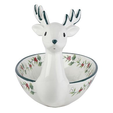 Pfaltzgraff Winterberry Reindeer Candy Dish 8.5-in.