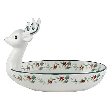 Pfaltzgraff Winterberry Reindeer Candy Dish 8.5-in.