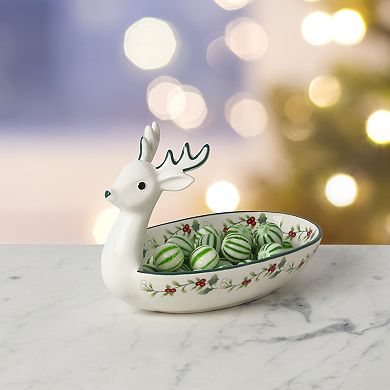 Pfaltzgraff Winterberry Reindeer Candy Dish 8.5-in.