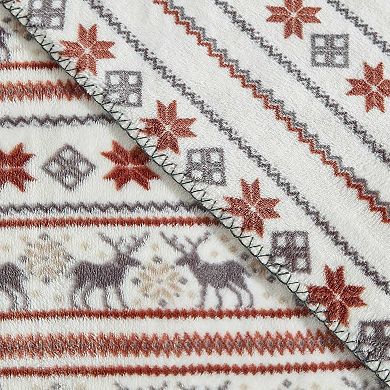 Eddie Bauer Deer Snowflake Throw Blanket