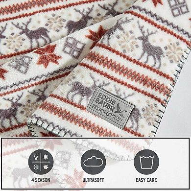 Eddie Bauer Deer Snowflake Throw Blanket