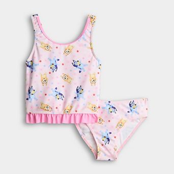 Girls 4-6x Bluey & Bingo Allover Print 2 pc Tankini Swim Top & Swim Bottoms Set