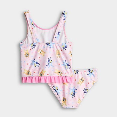Girls 4-6x Bluey & Bingo Allover Print 2-Piece Tankini Swim Top & Swim Bottoms Set