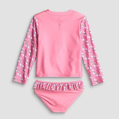Girls 4-6x Hello Kitty 2-Piece Rashguard & Ruffled Swim Bottoms Set