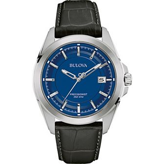 Bulova Precisionist Men's Stainless Steel Leather Strap Watch
