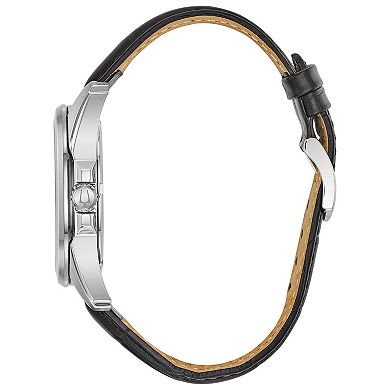 Bulova Precisionist Men's Stainless Steel Leather Strap Watch