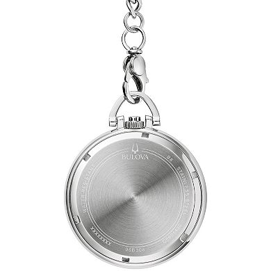 Bulova Men's Classic Stainless Steel Black Dial Pocket Watch with Detachable Chain - 96B308