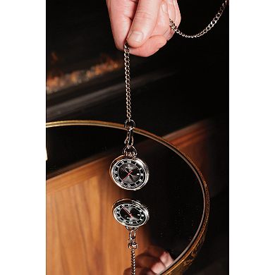 Bulova Men's Classic Stainless Steel Black Dial Pocket Watch with Detachable Chain - 96B308
