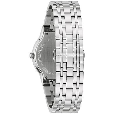 Bulova Men's Stainless Steel Bracelet Watch & Black Dial