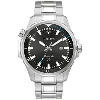 Bulova Men's Marine Star 'Series B' Stainless Steel Black Dial Bracelet Watch - 96B382