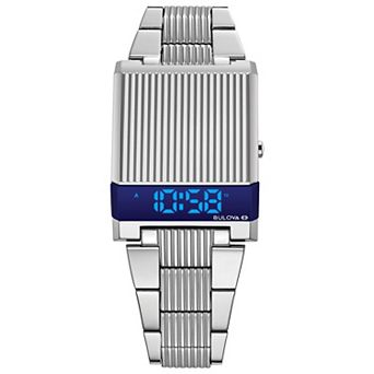 Bulova Archive Series Mens Stainless Steel LED Display Bracelet Watch