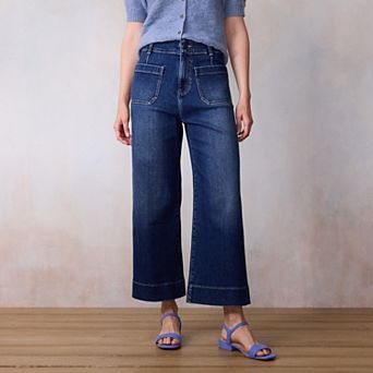 Petite LC Lauren Conrad Super High-Rise Wide Leg Wildflower Denim Pants