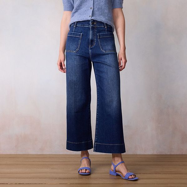 Petite LC Lauren Conrad Super High-Rise Wide Leg Wildflower Denim