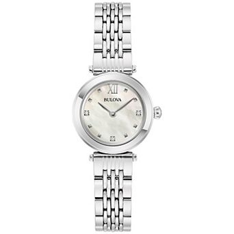 Bulova Women's Stainless Steel Diamond Accent Mother-of-Pearl Dial Bracelet Watch