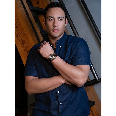 Bulova Men's Classic Automatic Rose Tone Stainless Steel Black Dial Brown Leather Strap Watch - 97A109