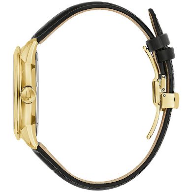 Bulova Men's Automatic Stainless Steel Black Leather Strap Watch