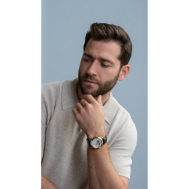 Bulova Men's Automatic Stainless Steel Black Leather Strap Watch