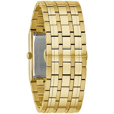 Bulova Men's Marc Anthony Modern Quadra Gold Tone Stainless Steel Diamond Accent Black Dial Bracelet Watch - 97D132