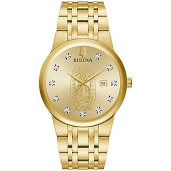 Bulova Men's Diamond Accent Bracelet Watch & Our Lady of Guadalupe Dial