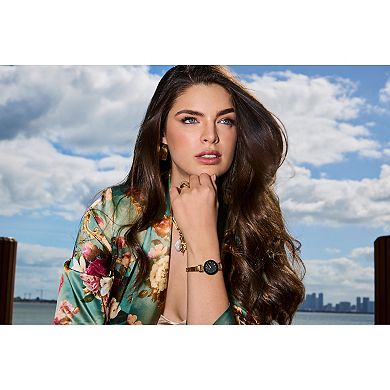 Bulova Women's Marc Anthony Rose Tone Stainless Steel Diamond Accent Mother-of-Pearl Dial Bangle Bracelet Watch - 97P163