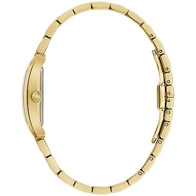 Bulova Women's Our Lady of Guadalupe Rectangular Gold Tone Stainless Steel Diamond Accent Bracelet Watch - 97P169