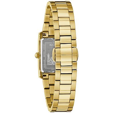 Bulova Women's Our Lady of Guadalupe Rectangular Gold Tone Stainless Steel Diamond Accent Bracelet Watch - 97P169